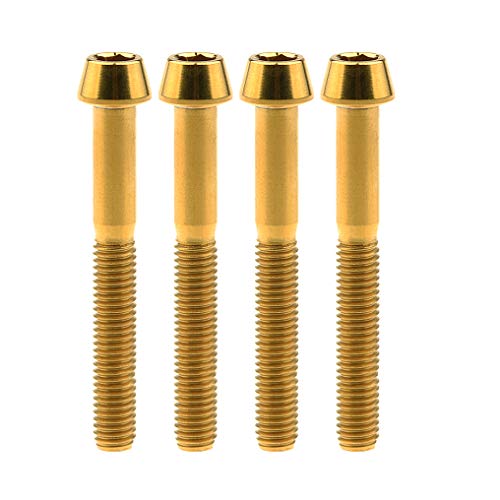 Image of Titanium Ti Bolt M5x9 16 18 20 25 30 35 40 45 50 55 60mm Tapered Head Screws Pack of 4 (M5x40mm, Gold)