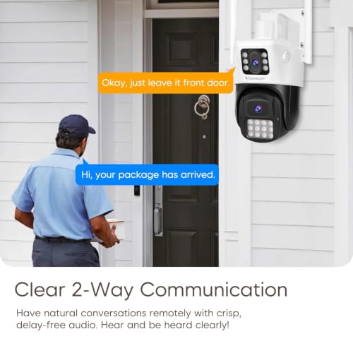 Image of VSTARCAM Dual Lens Outdoor Security Camera, 2K UHD WiFi Camera for Home Security with Auto Tracking & Fixed View, Full Color Night Vision, PIR Motion Detection, 2-Way Audio, IP66, SD /Cloud Storage