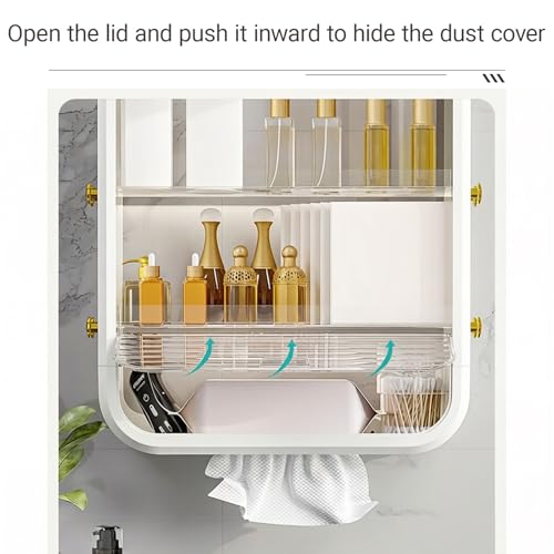Mueble de baño para artículos de tocador suspendido y ajustable sin perforar 7