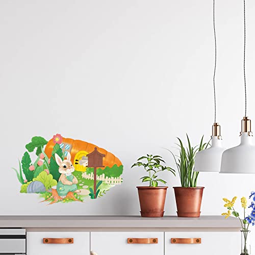 Cute Rabbit Wall Decals Bunny Animal Wall Stickers For Bedroom Wall Art Mural For Living Room Kids Room Wall Decor #TOP3
