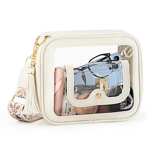 Clear Bag for Women Stadium Approved Small Crossbody Bag Clear Purse Stadium Bag with Front Pocket for Concerts Sports Events Festivals