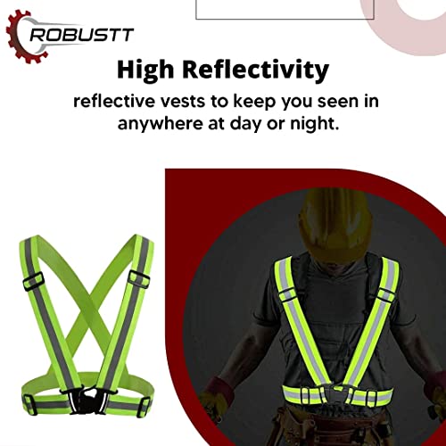 Image of Robustt High Visibility Protective Safety Reflective Vest Belt Jacket, Night Cycling Reflector Strips Cross Belt Stripes Adjustable Vest Safety Jacket