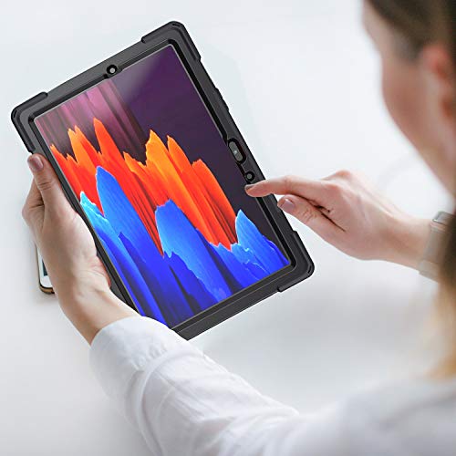 Kiq Shield Series For Samsung Galaxy Tab S7 Fe Case Galaxy Tab S8 Plus Case Heavy Duty Shockproof Case W/S Pen Holder For Samsung Tab S7 Fe 5G Case 12.4 Inch 2020 Sm T970 X800 T730 - Black #TOP6