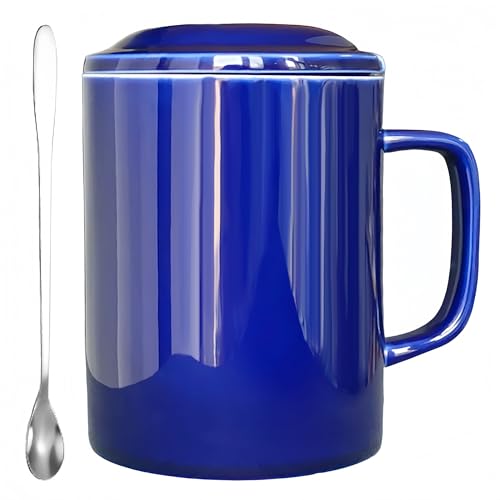 Tazón Cerámico Gigante 33 oz con Tapa y Cuchara Azul miniatura 1