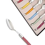 Set of 6 Laguiole tea spoons in assorted colors - Direct from France