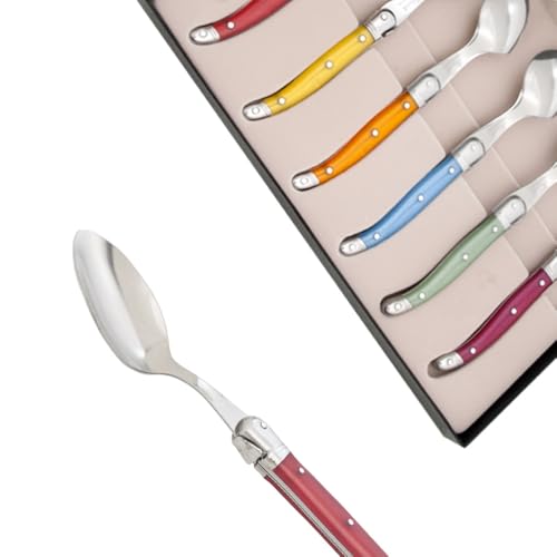 Set of 6 Laguiole tea spoons in assorted colors - Direct from France