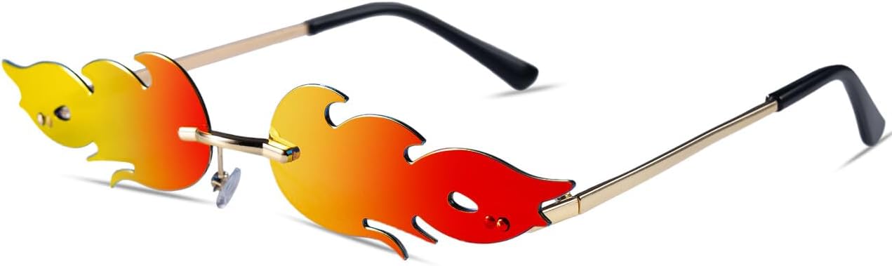 Spooktacular Creations Orange Flame Glasses, Rimless Fire Glasses, Halloween ...