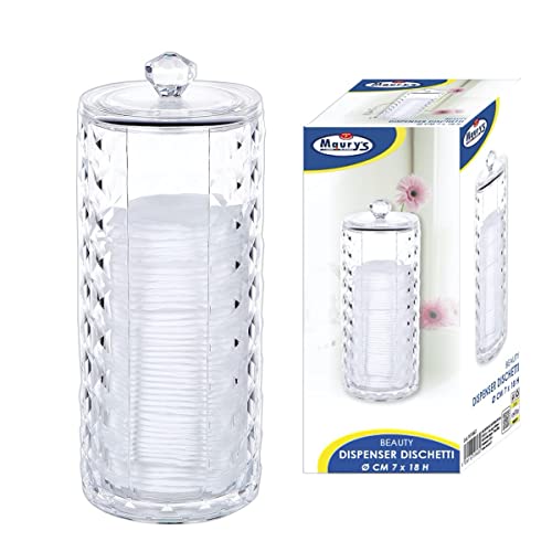 MAURY'S BEAUTY DISPENSER PER DISCHETTI IN COTONE 7X H18 CM TRASPARENTE