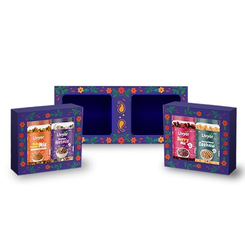 Image of Livyor Family Snacks Pack | Winter Essentials for eating | Combo of 4 Healthy Assortments | Roasted Cashews, Dry Fruits Mix, Berries, Daily Protein Snack | Nutrient-Rich Treats for Family | Dry Fruits Combo Pack offer and Nuts | Healthy and Tasty | Gourmet Snack | Not Fried | Best Gifting Option | Pack of 4