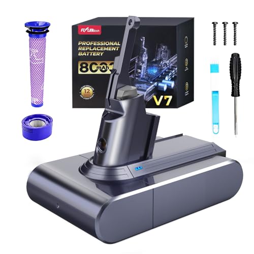 FLYLINKTECH Batteria 8000mAh per Dyson V7, Sostituzione Batteria Li-ion per Dyson V7 SV11, Compatibile con Animal, Fluffy, Trigger, Motorhead, Total Clean - Con 2 Filtri Inclusi