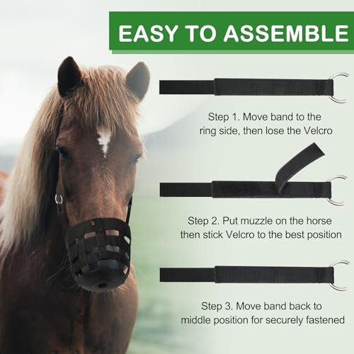 Zealor 2 Peças De Focinheira Para Pastagem Cavalos, Cabresto Easy Breathe Com Alças Ajustáveis, Pret