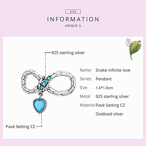 Cuenta de cristal azul amor infinito en plata 925 para mujer 6