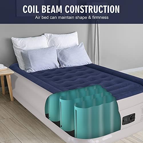 Air Bed Inflatable Bed Blow Up Bed Air Mattress Double Airbed Single Airbed with Built in Pump for Camping Home