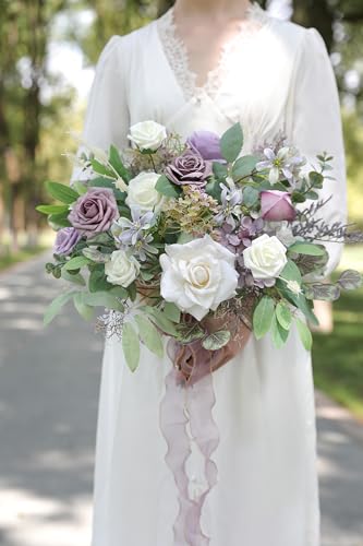 Serra Flora Artificial Greenery Spray Box Set(Pack of 38pcs) with 9 Kinds of DIY Wedding Bouquet Filler Table Centerpieces and Floral Arrangement (Lilac & Green)