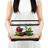 Geelin Tanque de peixes retangular de plástico de 2 galões, aquário para répteis de peixes Betta, suculentas, centro de mesa, à prova de estilhaçamento com clareza clara para decoração de mesa de