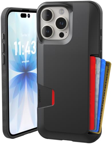 Smartish iPhone 16 Pro Max Wallet Case - Wallet Slayer Vol. 1 [Slim + Protective] Credit Card Holder - Drop Tested Hidden Credit Card Slot Cover for Apple iPhone 16 Pro Max - Black Tie Affair