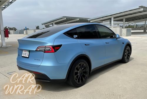 Image of WALLMATE Forsty Blue Car Sticker Self Adhesive Bubble Free Vinyl Wrap for Car, Scooty, Cycle, Bike and Other Vihicle Interior & Exterior Decoration (Frosty Blue Metallic, 20X120 in)