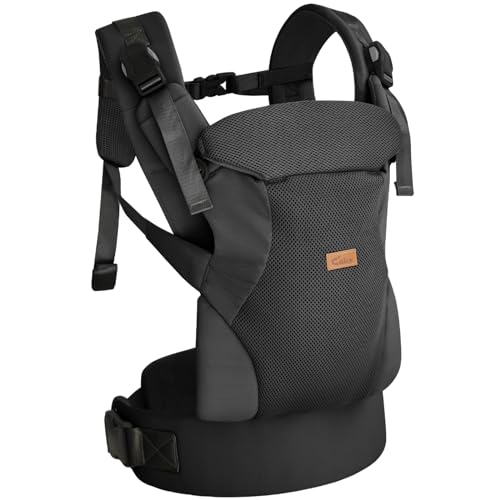 キュービーベビーキャリア、新生児、赤ちゃんスリング、運ぶストラップ、ベビーバックキャリア、フロントからバックに運ぶ、メッシュ、簡単、軽量 (ブラック)