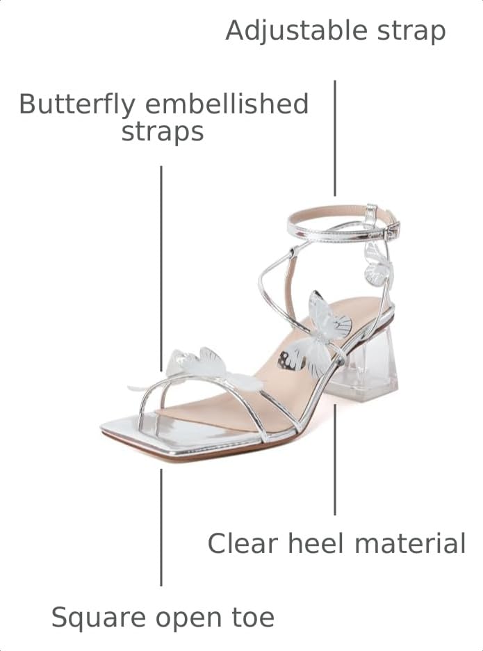 Image of Zamikoo Women's Heeled Sandals Square Open Toe Ankle Strap Block Heels Strappy Clear Heels Chunky Low Heels