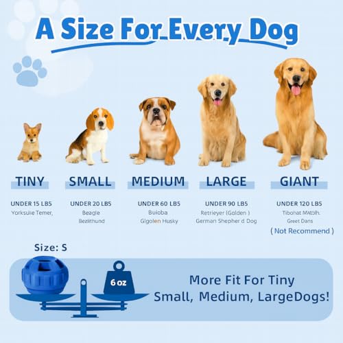 Image of Dog Chew Toys for Aggressive Chewers Large Medium Breeds, Puzzle Toys Interactive Treat Dispensing Slow Feeder Indestructible Durable Safe Rubber Teeth Clean Toys (Blue Medium)
