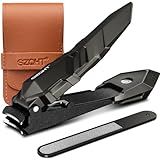 SZQHT Nail Clippers,Precise and Durable Toe Nail Clippers with Catcher and Nail File,Fingernail Clippers forThick Nails,Nail Cutter Without Mess for Men and Women(Gray)