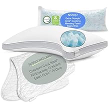 Coop Cool+ Crescent Adjustable Pillow & Cool Side Crescent Pillowcase Queen | Neck Support Memory Foam Pillow with Cooling Gel for Hot Sleepers