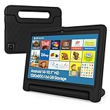 NOBKLEN 10.1 Inch Kids Tablet with Shockproof Case | Android 14, 64GB+8GB RAM, 12H Battery | Parental Control, Google Kids Space & Preloaded Educational Apps | WiFi 6, HD Display, Ages 3-12