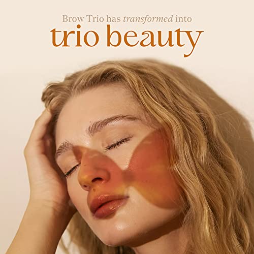 The Brow Trio (Trio Beauty) Original Brow Stencil Kit | 15-Pc Eyebrow Stamp Stencil Kit With Fully Waterproof Eyebrow Pomade, Dual Ended Sponge Brush And Signature Sponge Brush Cleanser | Soft Brown #TOP1