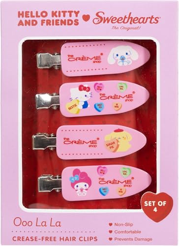 The Crme Shop x Hello Kitty & Friends x Sweethearts Cute 4-Piece Creaseless Hair Clips for Styling Makeup Application & Hair Accessories for Women