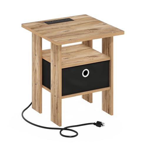 Furinno Andrey Side Table, Charging Station End Table, Brown Oak by Furinno - Used condition - Image 5
