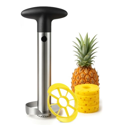 AEX Pineapple Cutter Slicer and Corer - Good Grip Pineapple Corer with Plastic Grip Wedger, Kitchen Tools and Gadgets (Black)