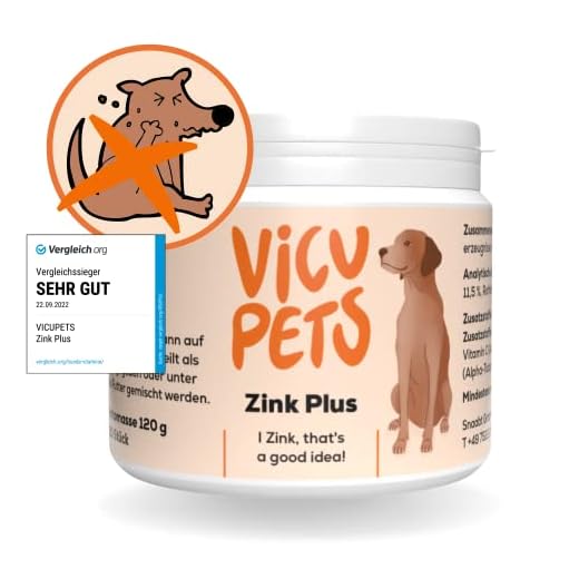 Vicupets Zink Plus - Zink Hund - 120 Tabletten - Zink für Hunde bei Juckreiz, Hautproblemen, Fellwechsel - Aufbaukur fürs Immunsystem