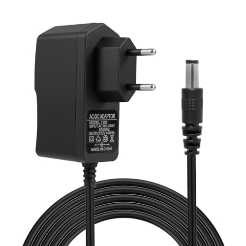 Adaptador de Fuente de Alimentación de CA a CC 12V 0,5A, Conector de 5,5 mm x 2,1 mm AC 100-240V auf DC 6W Universal Transformer para Cámara CCTV DVR Tira de Luces Led, 100CM Cargador