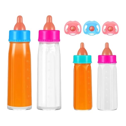 Bottles For Dolls - Doll Bottles | Safe Pretend Play Feeding Toy Set | Feeding Bottle Play Toy With Pacifier For Dolls | Colorfu