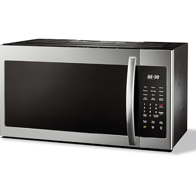 MAGNAVOX HOME 1.7 Cu. Ft. Over-the-Range Microwave Oven, 1000W Stainless Steel Microwave with 300 CFM Vent Fan, Ductless Installation, LED Display, Auto Cook Presets & Child Lock