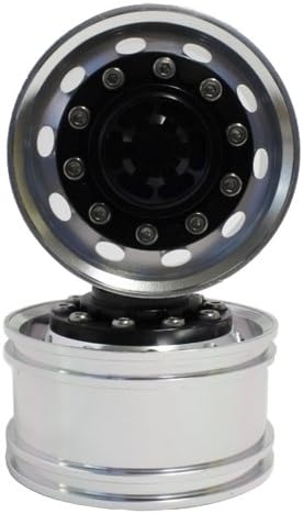 1/14トレーラー用 アルミリヤシングルホイール (2個入) (ブラック) 25mm幅 HH-WL005-BK