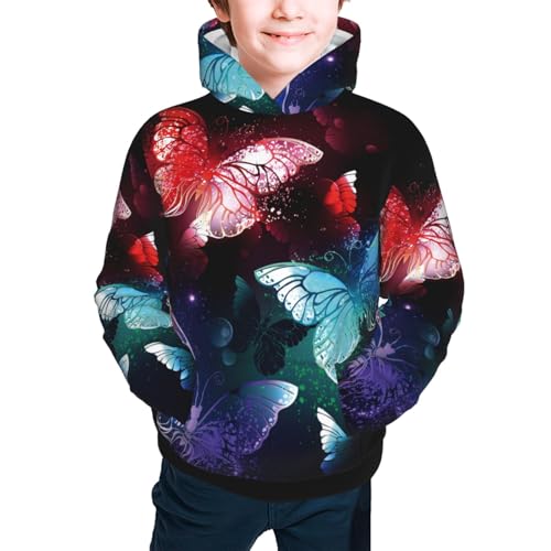 Glowing Night Butterfly Kid Hoodies Boys Sweatshirts Girls Pullover with Pocket3