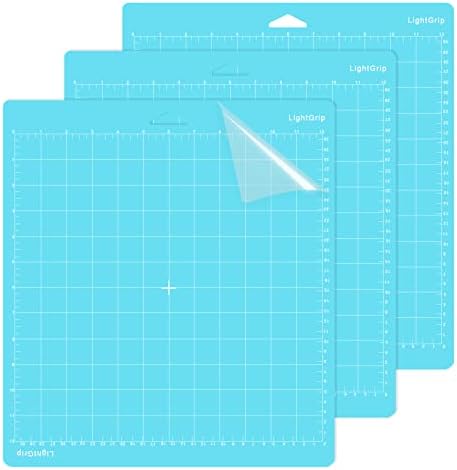 YHANEC Cutting Mat for Cricut Maker Explore Air/Air 2 /One, Light Grip 12x12 Inch, 3 Packs Light Adhesive Cutting Mats, Replacement Accessories for Cricut(Blue)