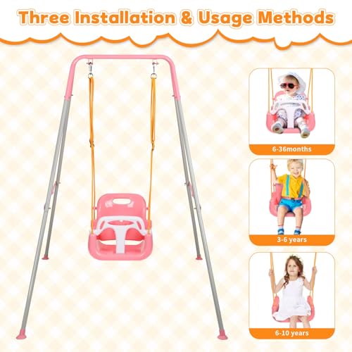 Image of 4-in-1 Toddler Swing Set & Baby Jumper and Bouncer for Toddlers | Foldable Baby Swing Stand for Outdoor /Indoor Play, Easy to Assemble and Store for Ages 6 Months to 10 Years Old
