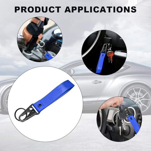 Image of Wevdn Car Key Chain, Fabric Metal Practical Multifunctional Motorcycle Keychain, Anti-Lost Keychain with O-Ring for Men Women (Blue)