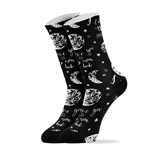 I Love You To The Moon And Back (3) Crew Socks, 1 Pair Unisex Novelty Casual Socks For Women Men Gifts