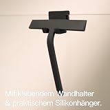 Designfabrik Hamburg Ściągaczka do prysznica | Silikonowy ściągacz do prysznica | Uchwyt ściągaczki do okien bez wiercenia | Nowoczesny design | 23 cm | Czarny