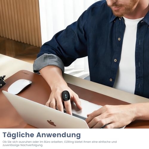 ViATOM O2ring Bluetooth Oximeter, Pulsoximeter Fingertip für kontinuierliche Überwachung nachts, Schlafoximeter zur Messung von SpO2 & Herzfrequenz (Erweiterte Funktionen)