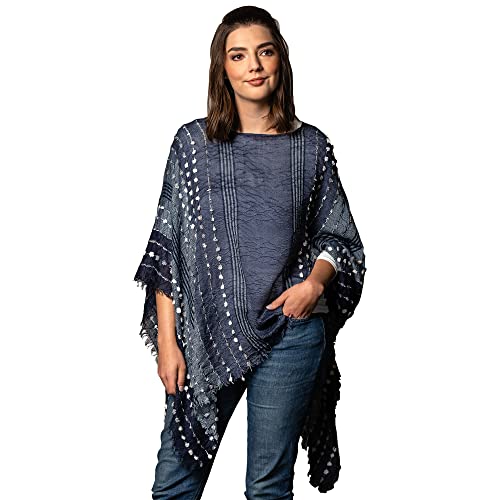 DEMDACO Textured Navy Blue One Size Fits Most Polyester Fabric Pashmina Shawl Poncho