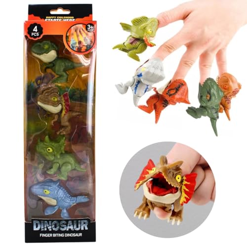 Bebê Dinossauro Articulado Morde Dedo 6x4x8 Cm, 4 Peças
