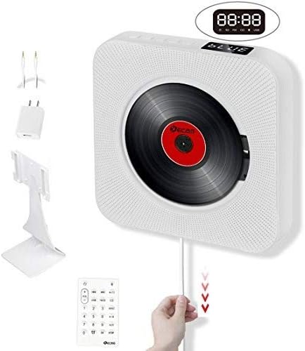 CD Player Wall Mountable Home Audio with Remote Control Bluetooth Built-in HiFi Speakers USB MP3 3.5mm Headphone Jack AUX Input/Output (Latest Upgraded White)