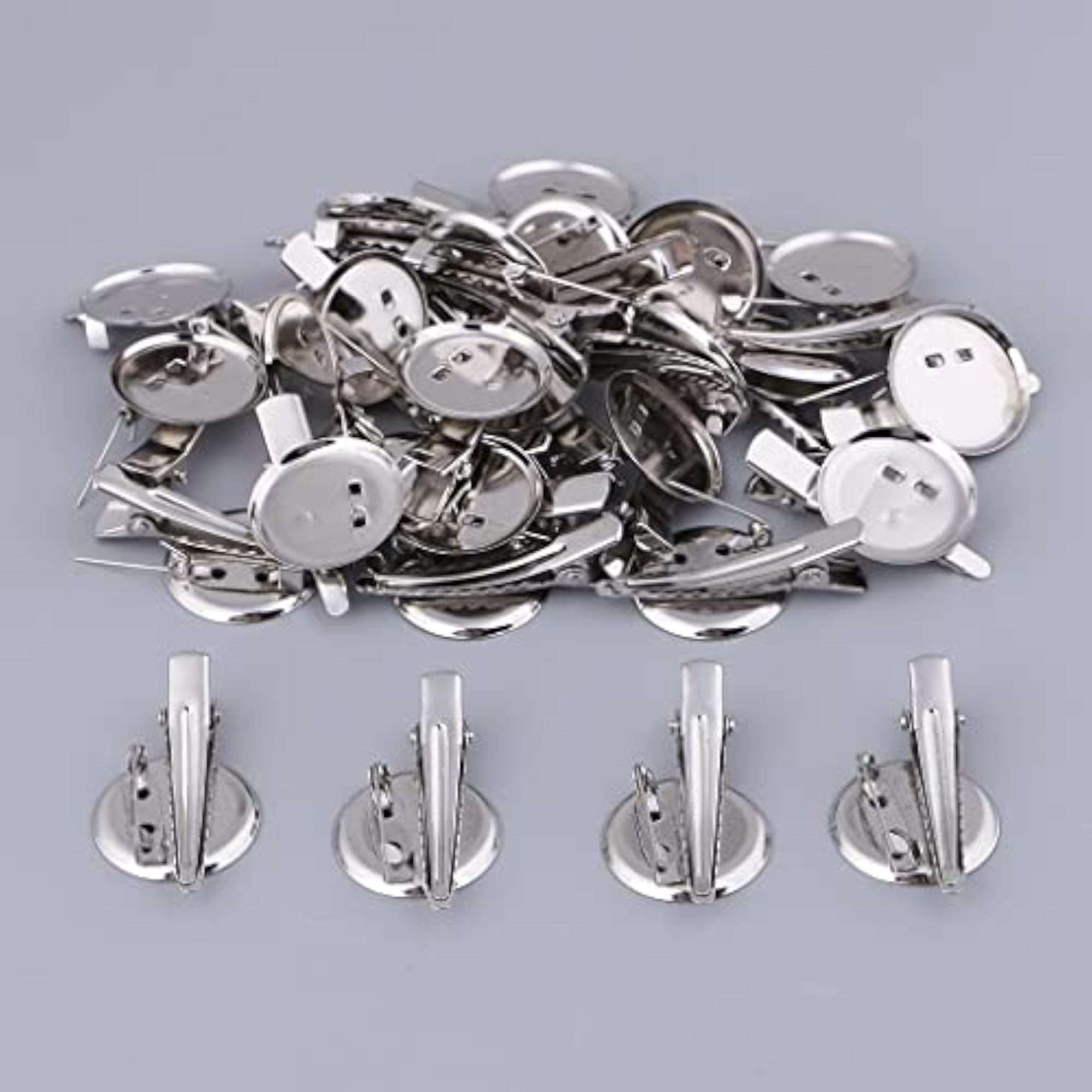 30 Pieces Round Brooch Base Hair Clips Cabochon Blank Tray