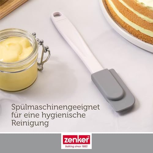Zenker Silikon Teigschaber Pure Elegance – 21 cm, Ergonomischer Griff, Hitzebeständig bis 230°C, Spülmaschinengeeignet, zum Glattstreichen und Ausschaben von Teig Creme und Co., Designed in Germany