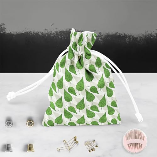 Image of ArtzFolio Hand Drawn Green Leafs | Pouch Wrist Potli Bag | Bag for Weddings & Casual Parties