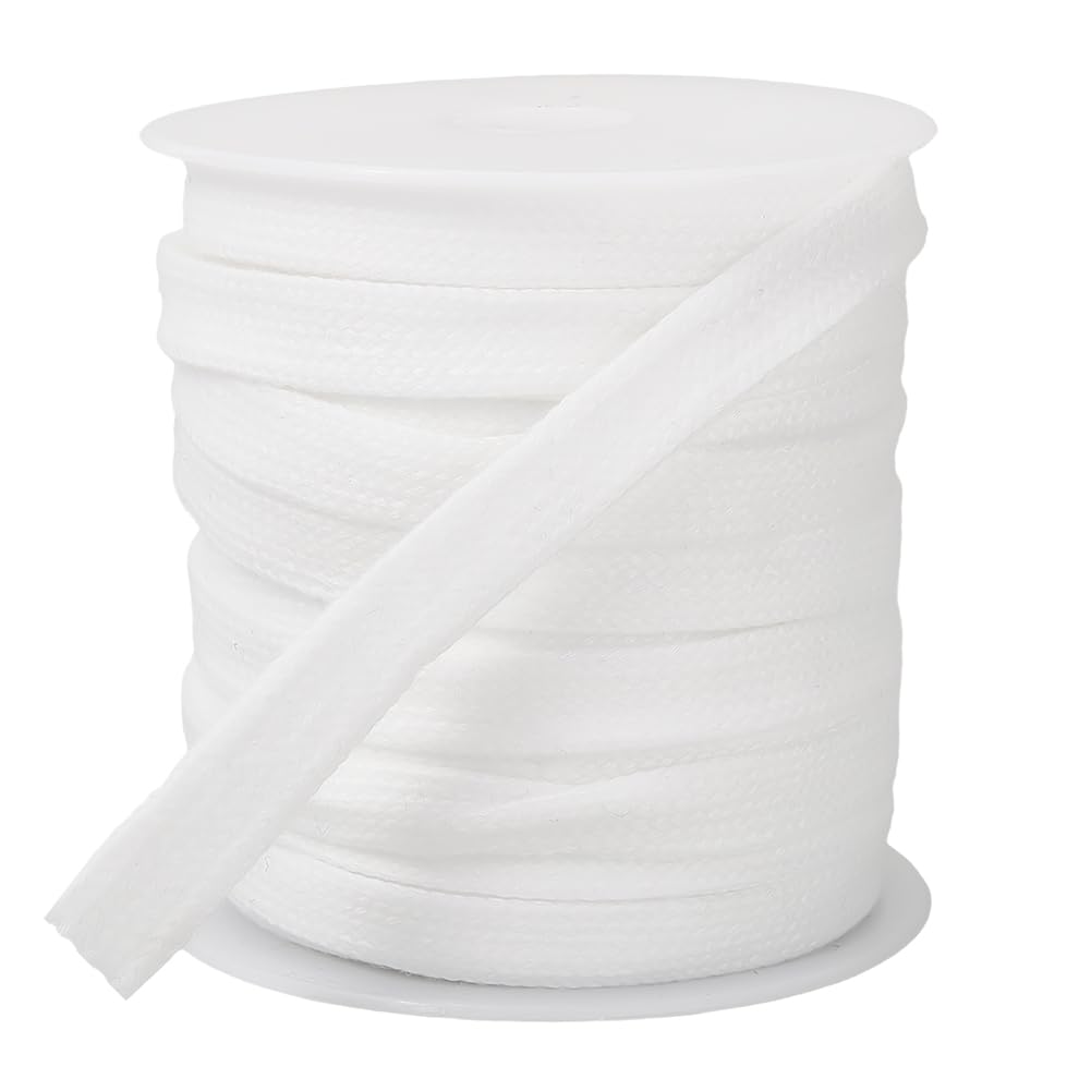 Cordino di Ricambio Bianco da 18.29 m e 12mm Cordino Piatto in Poliestere Resistente Cordini Morbidi Accessori con Rocchetti per Pantaloni Sportivi Pantaloni Dellsa Tuta Maglioni Giacche Fe